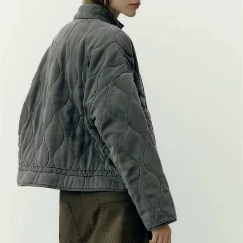 Jacke Damen - Steppjacke mit hohem Kragen und aufgesetzten Taschen