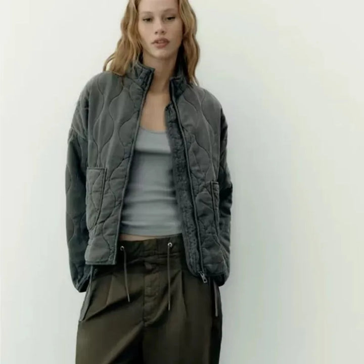 Jacke Damen - Steppjacke mit hohem Kragen und aufgesetzten Taschen