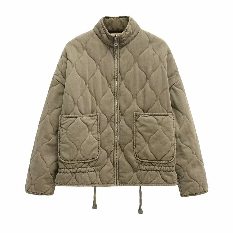 Jacke Damen - Steppjacke mit hohem Kragen und aufgesetzten Taschen