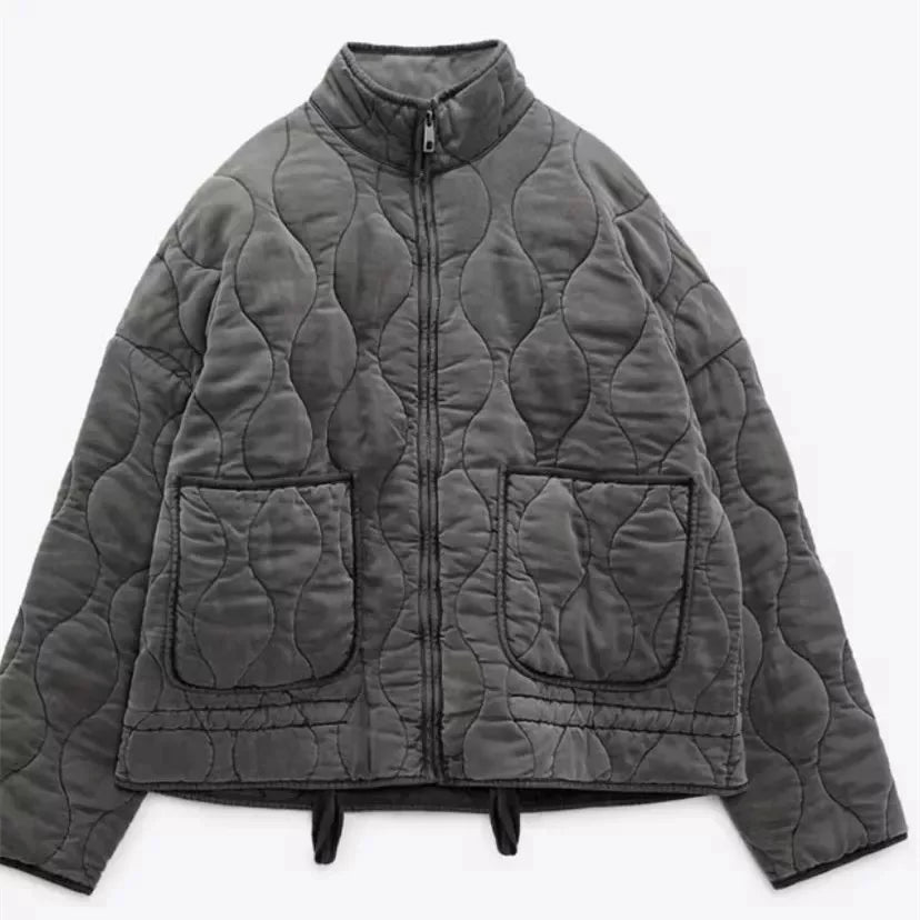 Jacke Damen - Steppjacke mit hohem Kragen und aufgesetzten Taschen