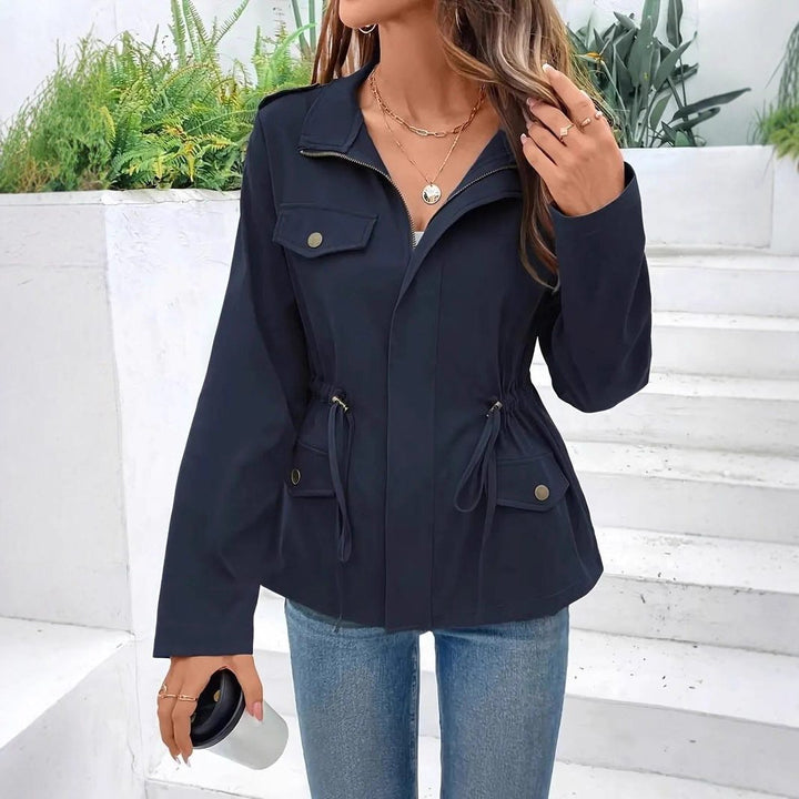 Regenjacke Damen - Zip-Up Regenjacke mit Kordelzug in der Taille
