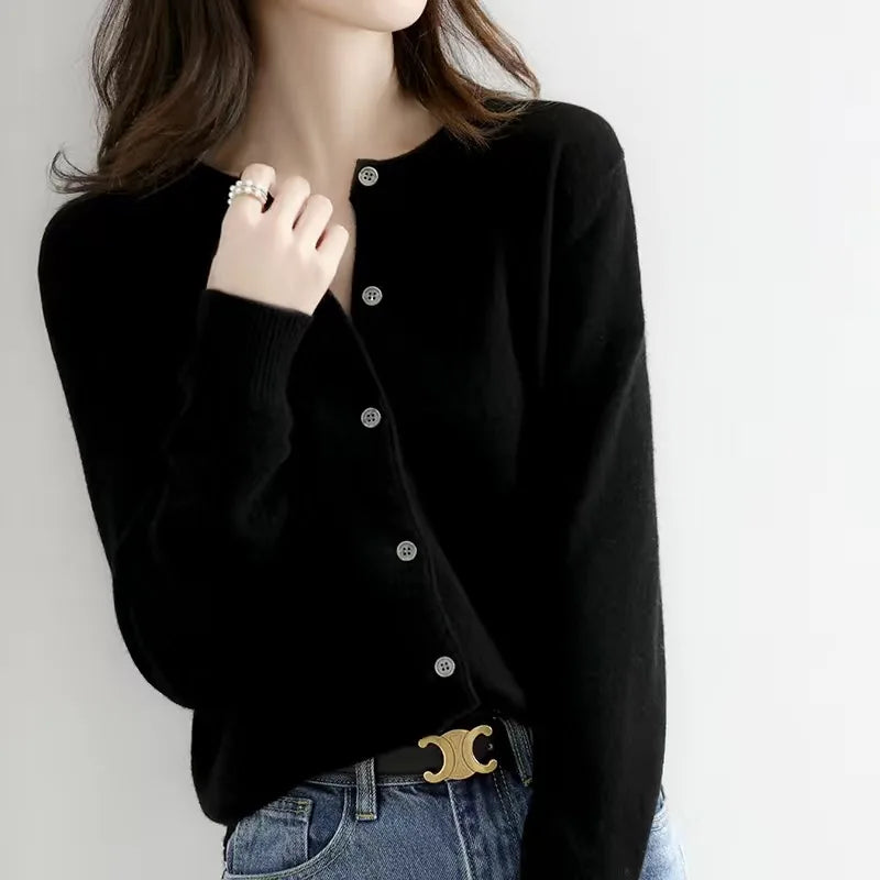 Damen Cardigan - Weicher Strick-O-Hals-Cardigan