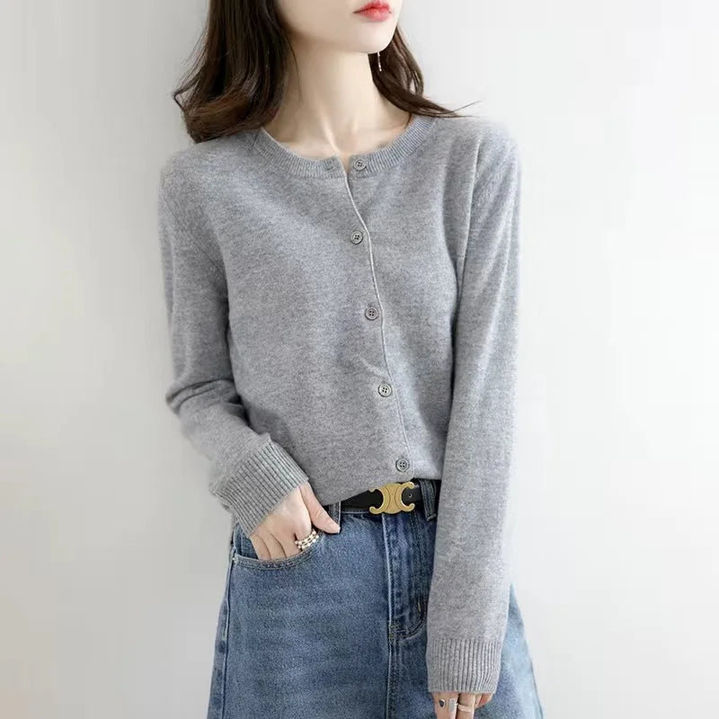 Damen Cardigan - Weicher Strick-O-Hals-Cardigan