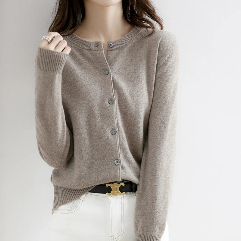 Damen Cardigan - Weicher Strick-O-Hals-Cardigan