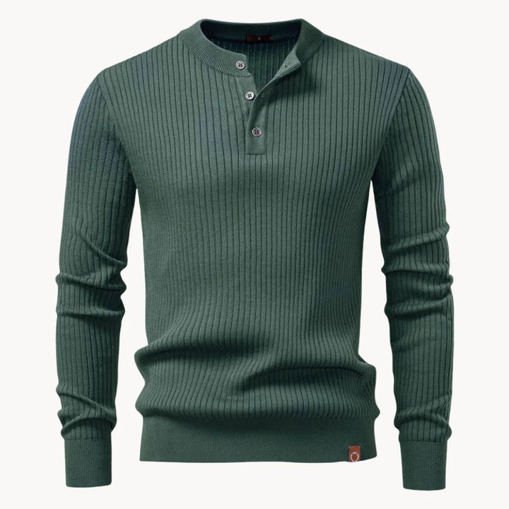Herrenpullover mit Rundhalsausschnitt und Knopfleiste für den täglichen Gebrauch