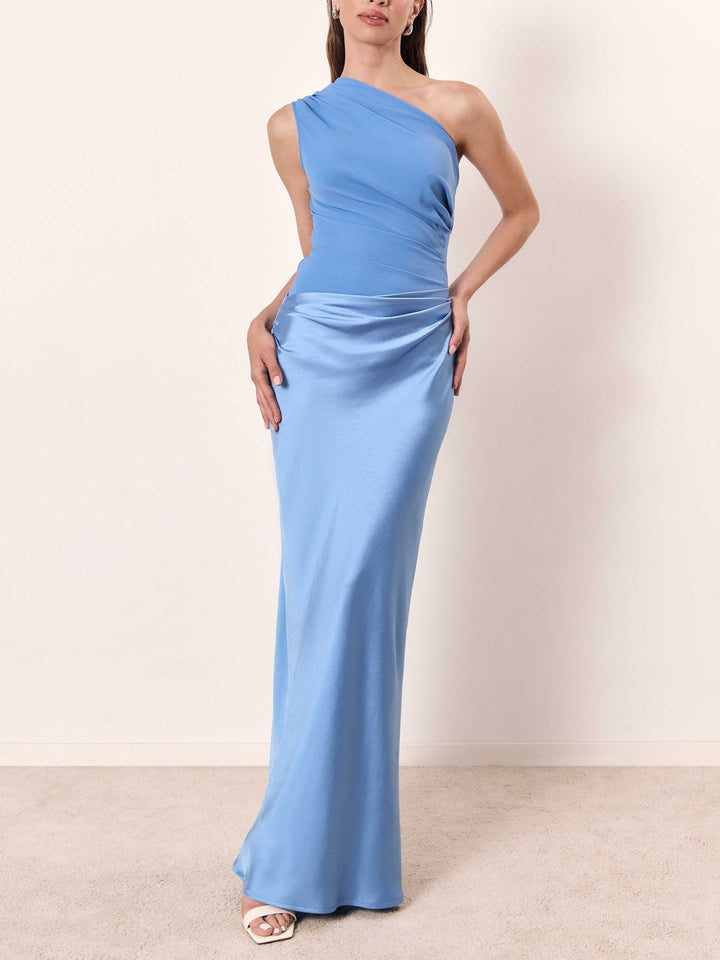 Maxikleid für Hochzeitsgäste | Asymmetrisch Faltenwurf