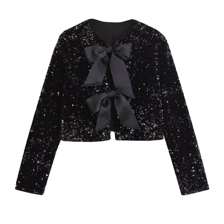 Amelia – Veste courte polyvalente ornée de nœuds et de paillettes