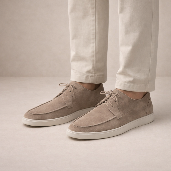 Loafers Wildleder Herren Regular Fit Leder Schnürung Geschlossene Spitze