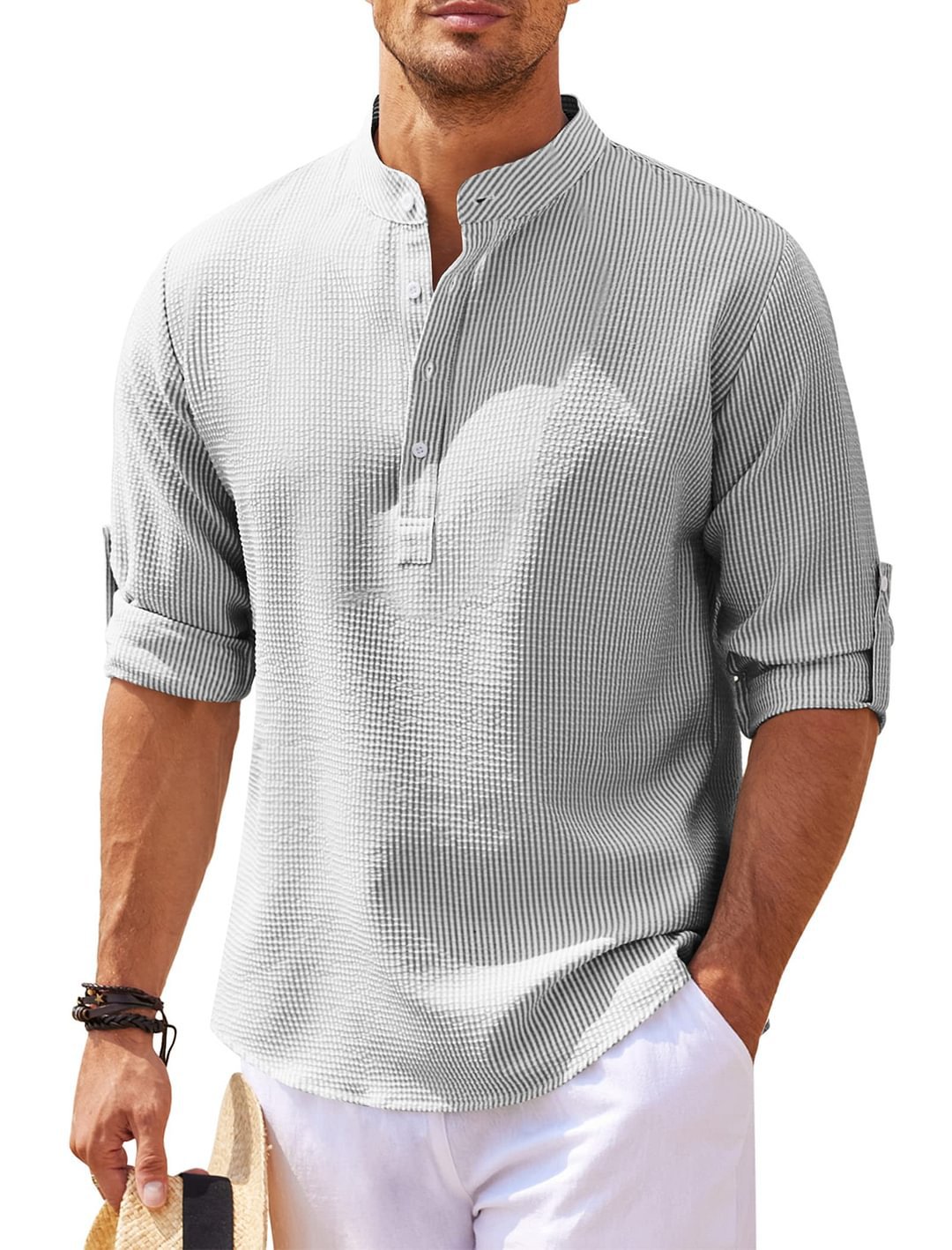 Langärmliges Shirt mit Stehkragen und einfarbig