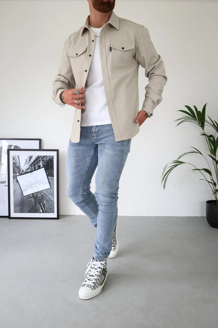 Herren Overshirt Jacke mit Brusttaschen Frühling Herbst Casual Leichtgewicht