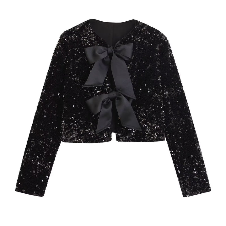 Amelia – Veste courte polyvalente ornée de nœuds et de paillettes