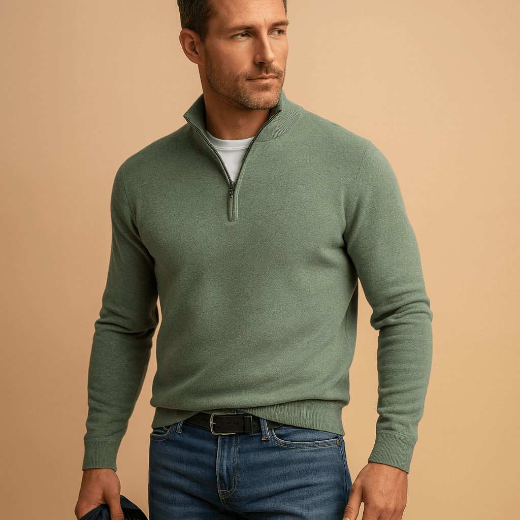 Herrenpullover – Regular Fit – Halber Reißverschluss mit modernem Look