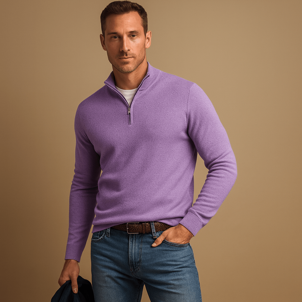 Herrenpullover – Regular Fit – Halber Reißverschluss mit modernem Look