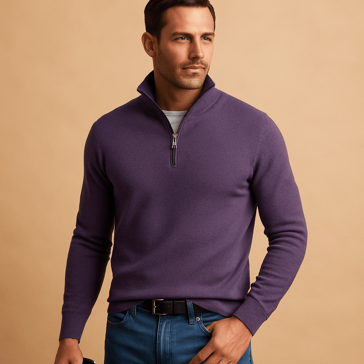 Herrenpullover – Regular Fit – Halber Reißverschluss mit modernem Look
