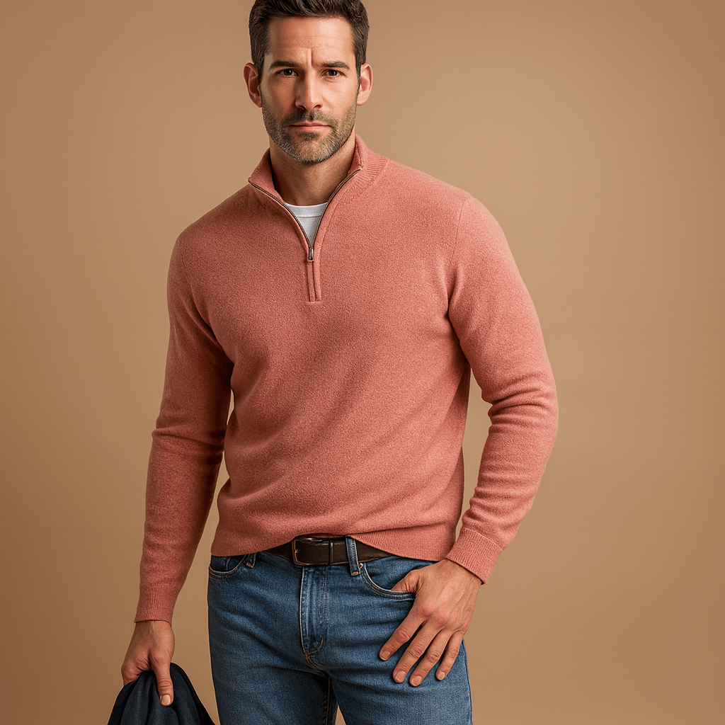 Herrenpullover – Regular Fit – Halber Reißverschluss mit modernem Look