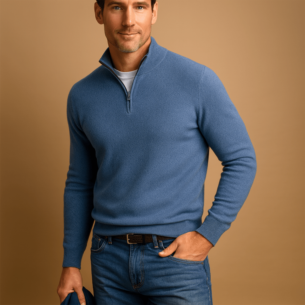 Herrenpullover – Regular Fit – Halber Reißverschluss mit modernem Look