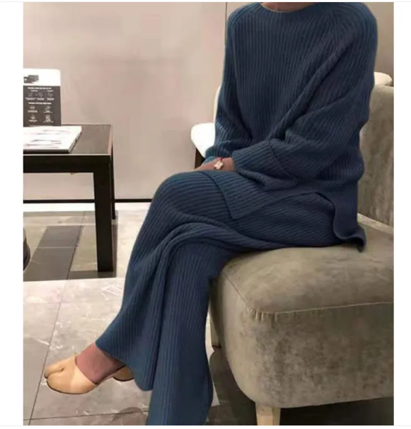 Samantha - Ensemble tendance pull et pantalon en maille