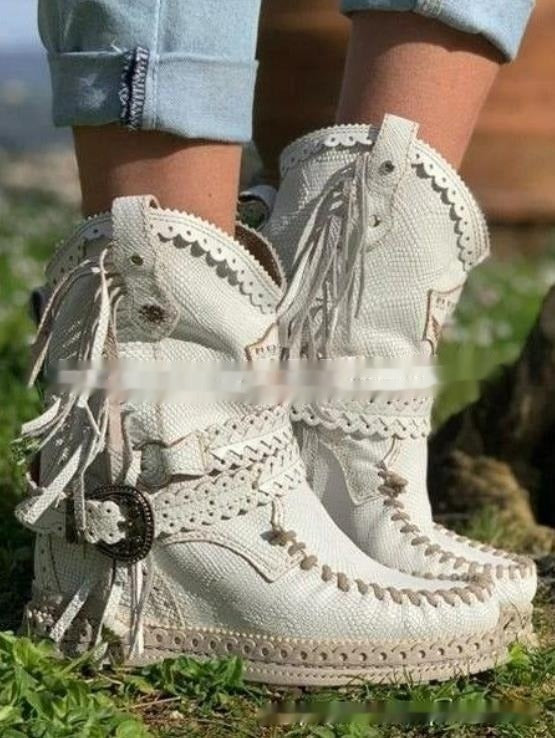 Boho Westernstiefel mit Fransen