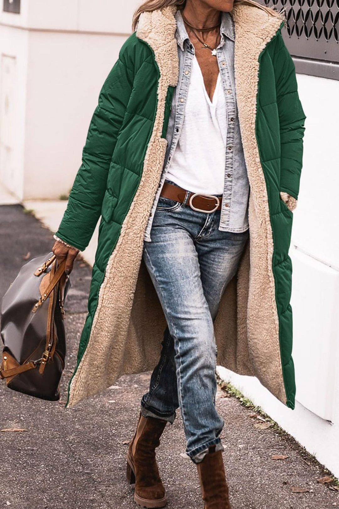 Damen Wendbare Winterjacke – Beidseitiges Design, Komfortabel für Kalte Tage
