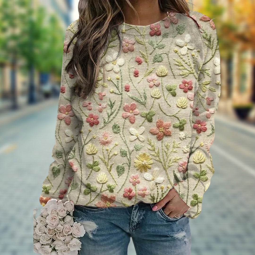 Margaret | Pullover mit gestickten Blumen für Damen