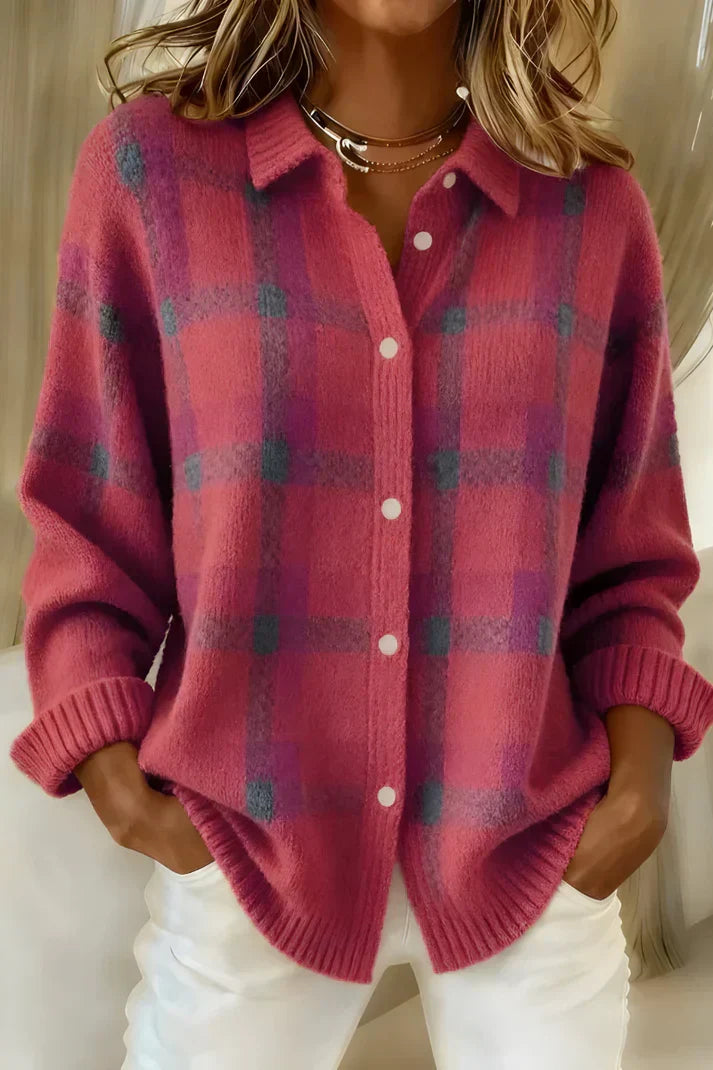 Kamelie | Cardigan à carreaux élégant et confortable