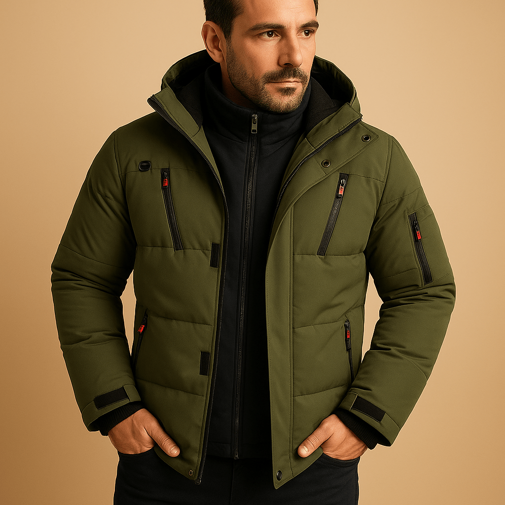 Herrenjacke – Regulär Fit – Wasserdichte Winterjacke mit Kapuze