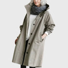 Rosie | Wasserdichter Trenchcoat mit Kapuze, langer Damenregenmantel