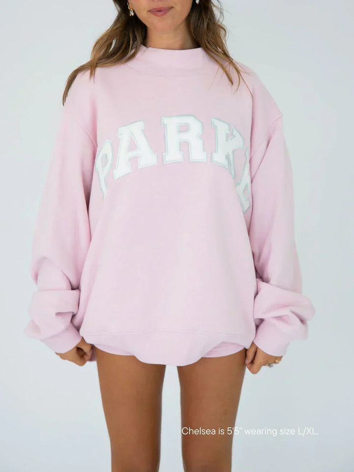 Damen Sweatshirt | Oversized Collegiate Chenille Buchstaben Langarm