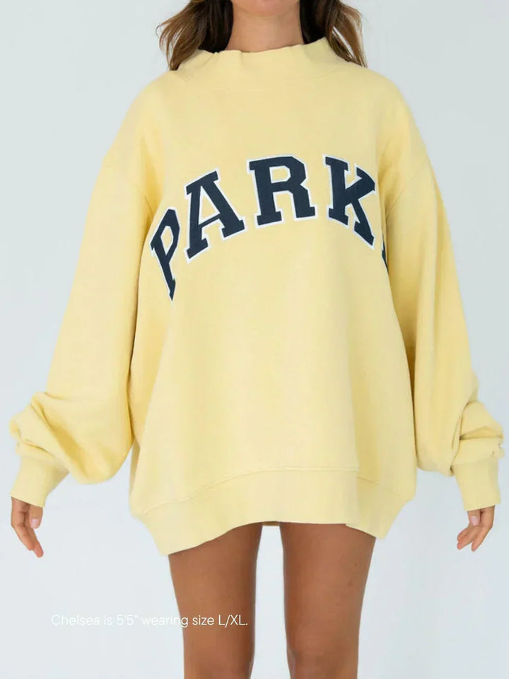 Damen Sweatshirt | Oversized Collegiate Chenille Buchstaben Langarm