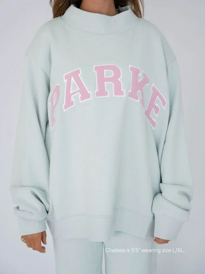 Damen Sweatshirt | Oversized Collegiate Chenille Buchstaben Langarm