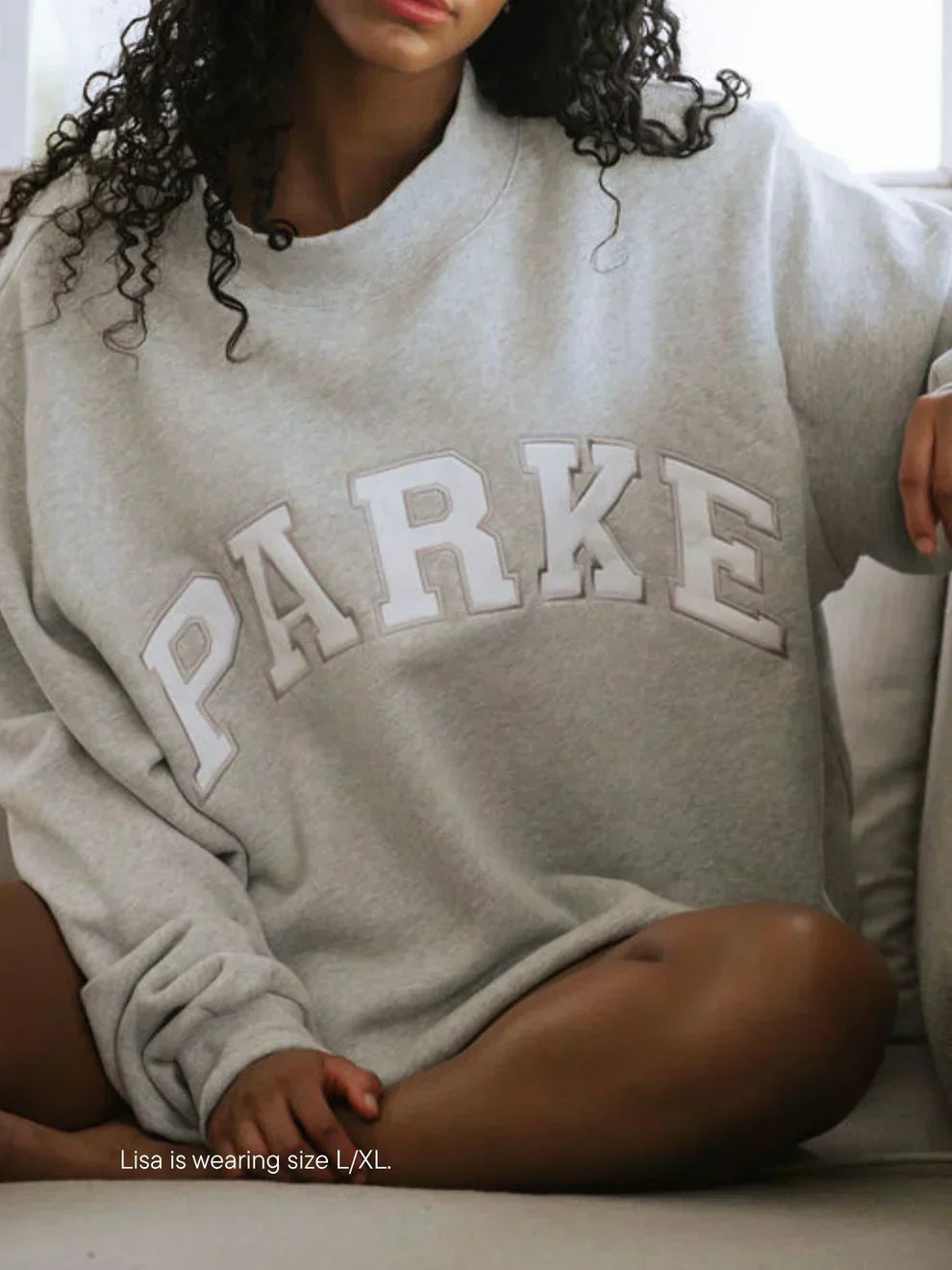 Damen Sweatshirt | Oversized Collegiate Chenille Buchstaben Langarm
