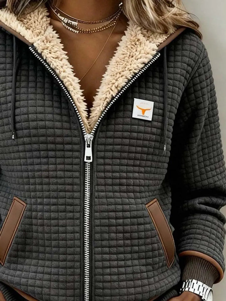 Lily | Damen Fleecegefütterte Steppjacke Sherpa Zip-Up Hoodie