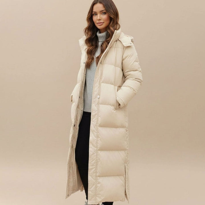 Scarlett | Damen Maxi Daunen-Puffer Wintermantel mit Kapuze