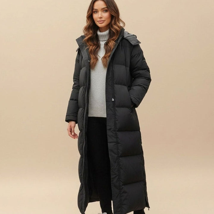 Scarlett | Damen Maxi Daunen-Puffer Wintermantel mit Kapuze