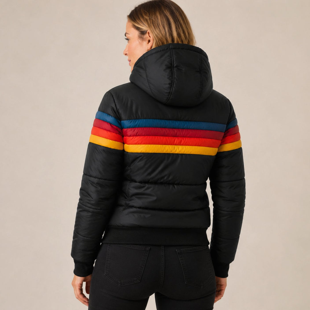 Rosie | Damen Wasserfeste Kapuzen Steppjacke mit Streifen
